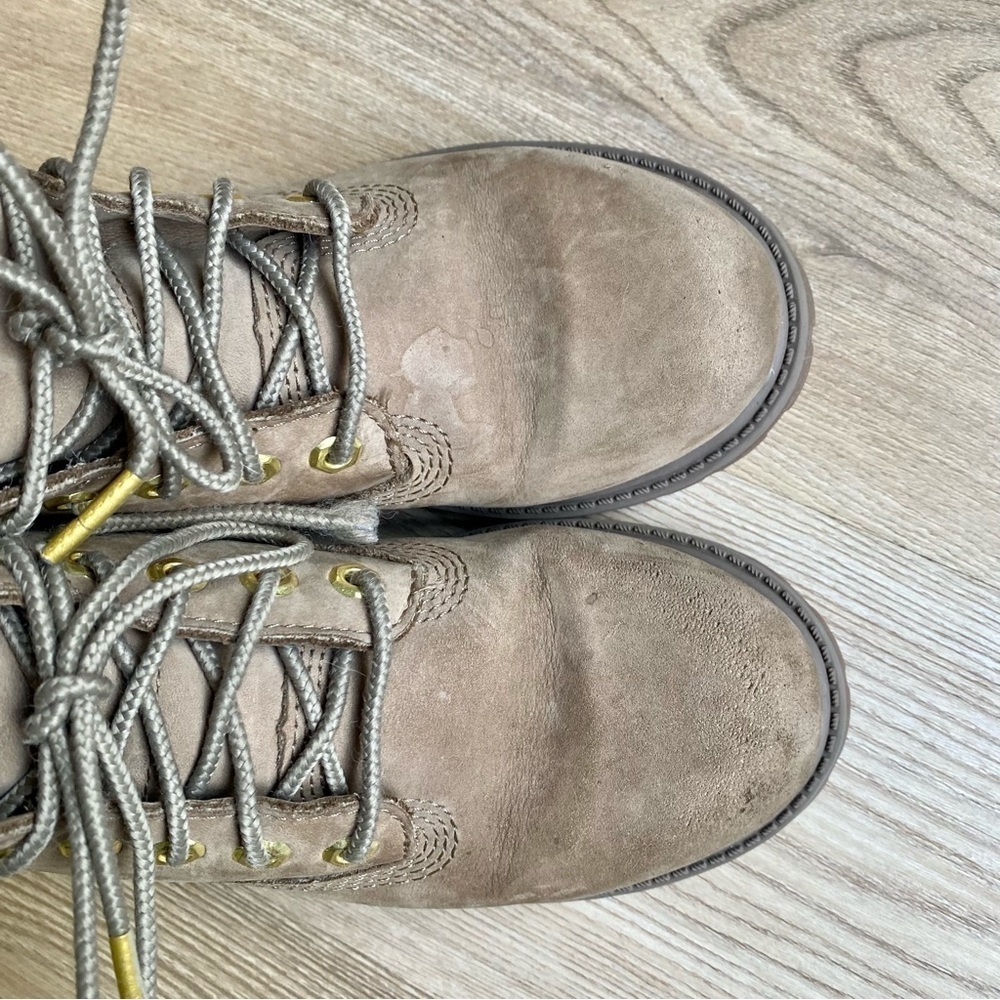 Timberland Dark Beige Nubuck Leather Boots | Waterproof | Unisex Junior Kids - Picture 8 of 14